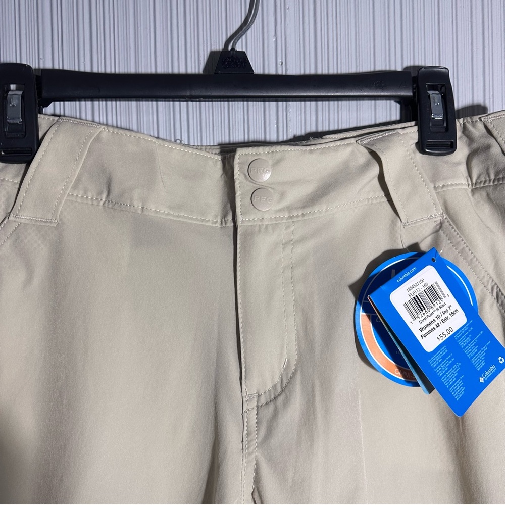 Columbia NWT Coral Point III 7” inseam tan shorts women’s 10 SPF 50 Omni Shade - Picture 6 of 13